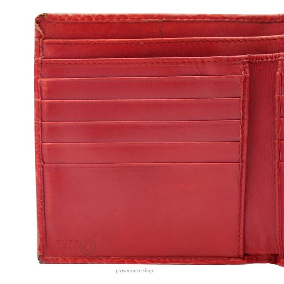 🔴 Gucci Bamboo Trifold Wallet - Red Crocodile Leather - Picture 10 of 15